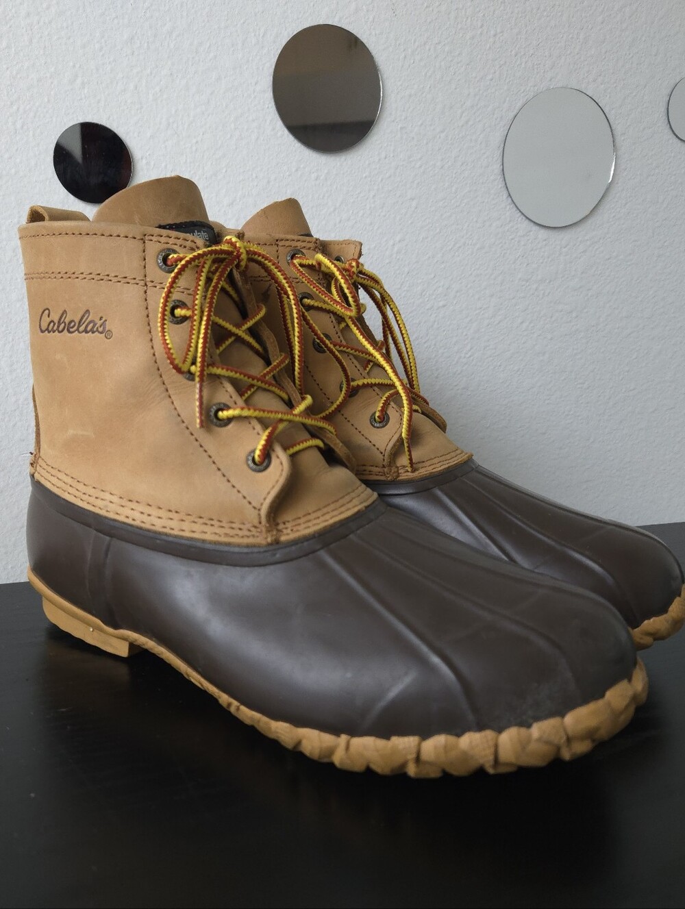 Cabela's Men's Leather Rubber Waterproof Duck Boots Thinsulate Steel Shank 11D